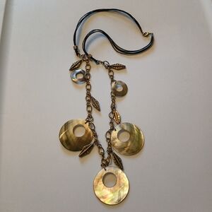 Boho Style Iridescent Bronze Circle Round Disc Fashion Statement Necklace